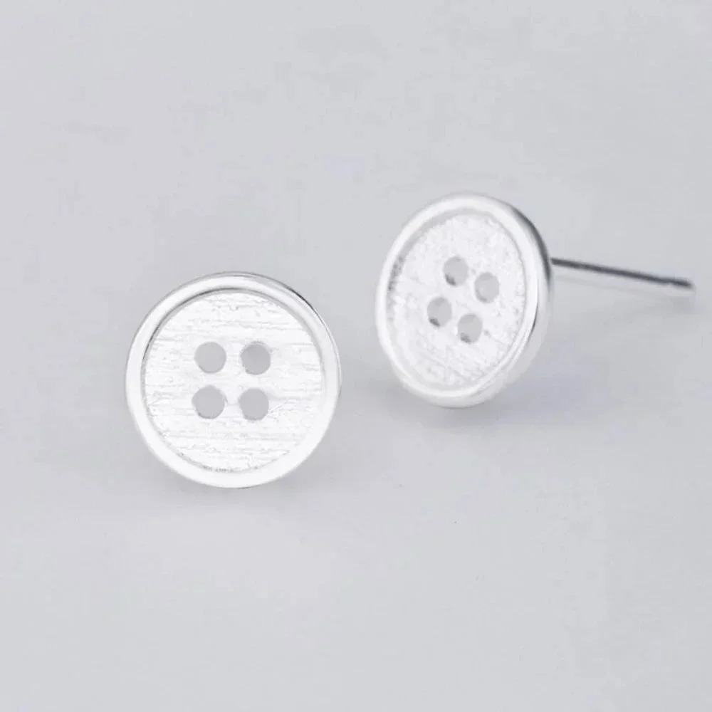925 Sterling Silver Dainty Button Stud Earrings